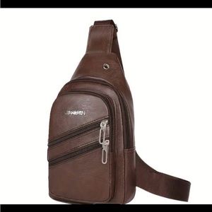 New! Brown “JINGPIN” Men's Retro Style Casual Chest Bag